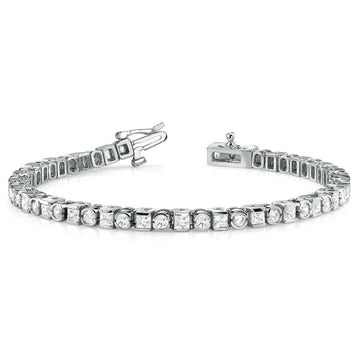 Wg 14K 7.80 Carati Principessa E Taglio Rotondo Vero Diamanti Bracciale Tennis