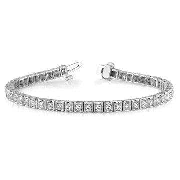 Wg 14K Sparkling Taglio rotondo 2.55 Carati Vero Diamanti Bracciale Tennis