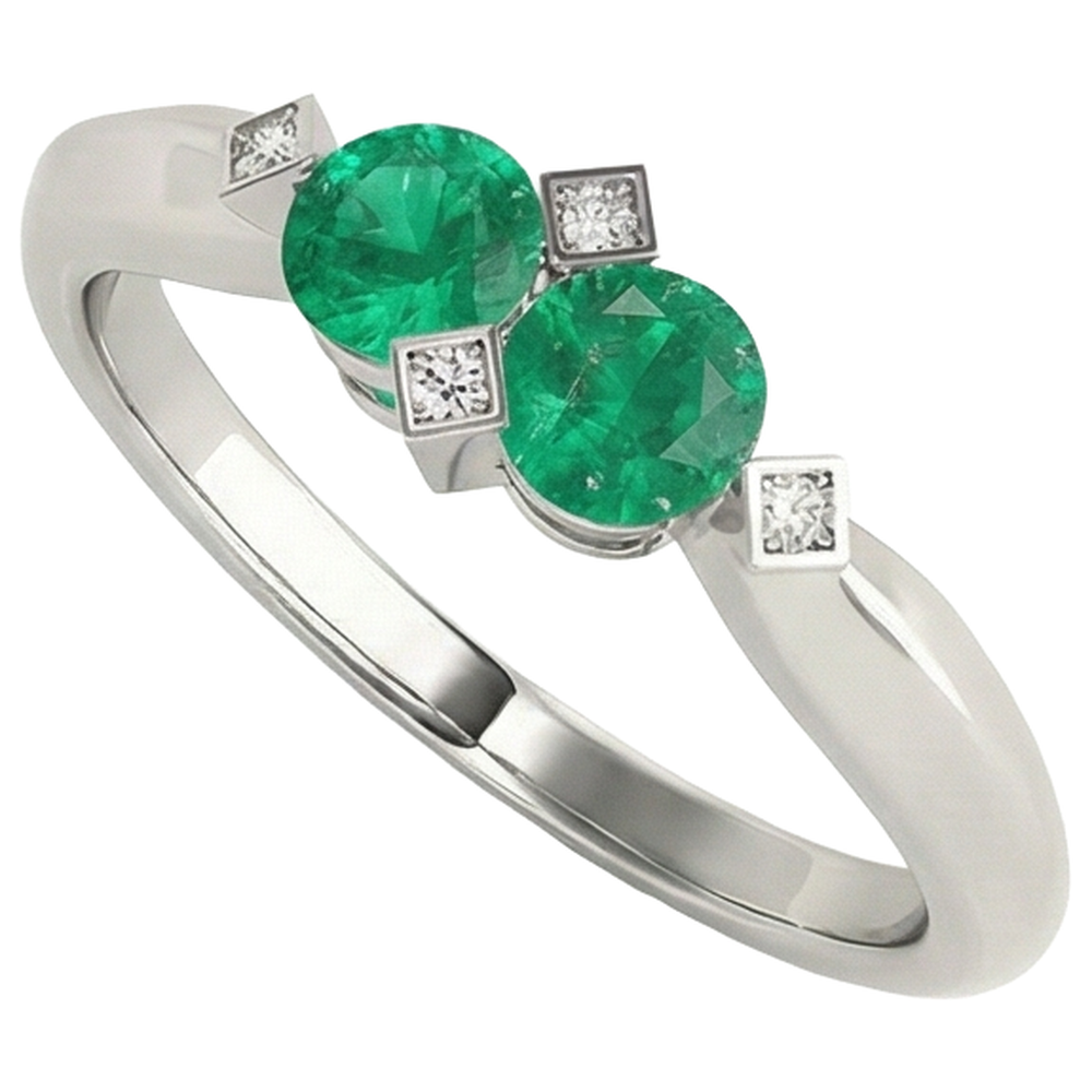 Elegante Smeraldo Fine Anello con Gemma 1 carati – vista angolare