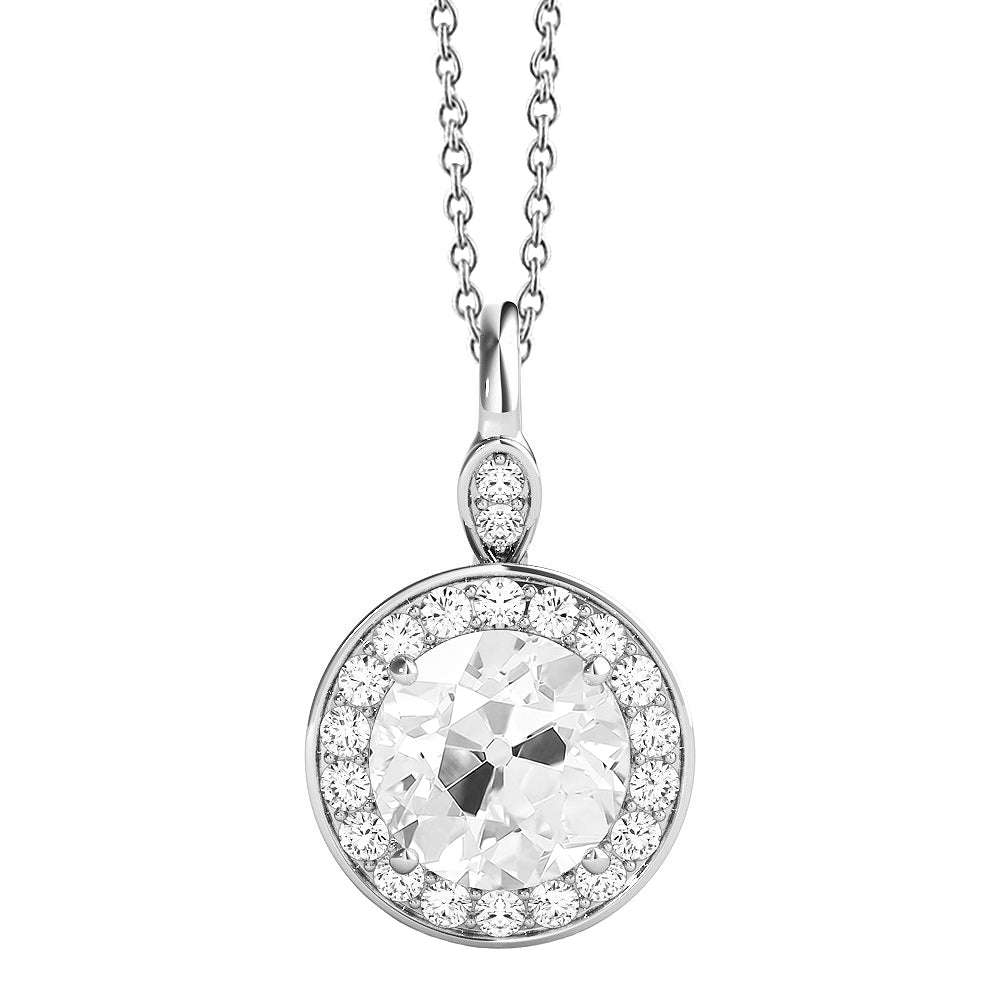 Taglio Old Mine Diamante Fine anello in Oro Bianco 14K – vista principale