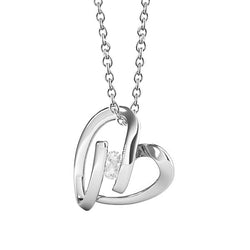 Cuscino Antico Diamante Fine Pendente a Goccia in Oro Bianco 14K