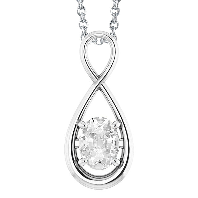 Brillante Taglio Old Mine Pendente in Oro Bianco 14K – vista principale