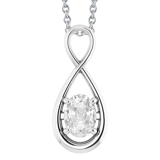 Brillante Taglio Old Mine Pendente in Oro Bianco 14K – vista principale