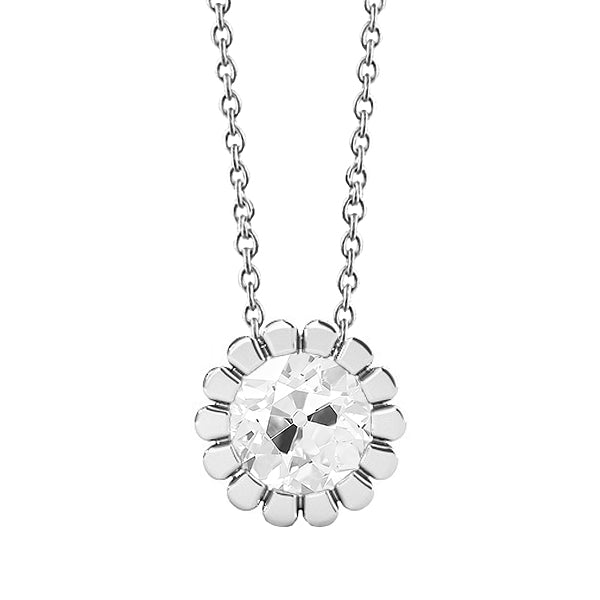Collana Pendente Oro Bianco 14K con Diamante Fine – vista principale