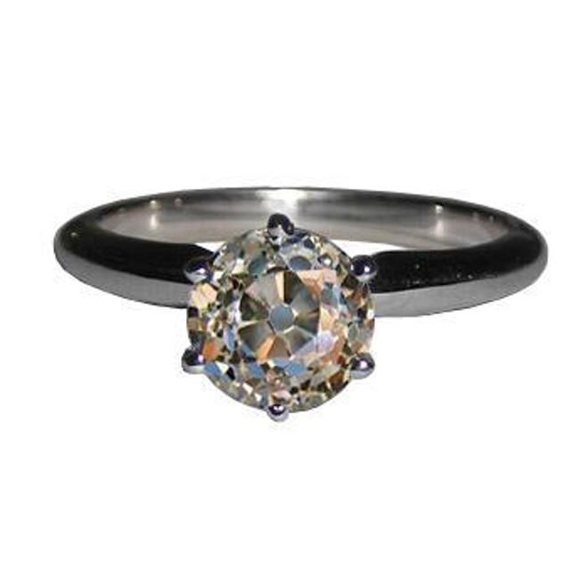 White Gold 2 Carats Old Miner Cut Gorgeous Genuino Diamond Solitaire Ring