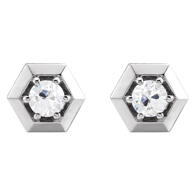 Diamante Fine Orecchini a Lobo 1 carati Oro Bianco 14K – vista principale