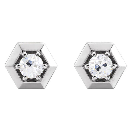 Diamante Fine Orecchini a Lobo 1 carati Oro Bianco 14K – vista principale