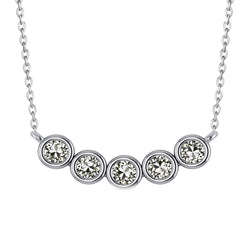 Oro 14 Carati Bianco Incassato a Bezel Diamante Fine Pendente a