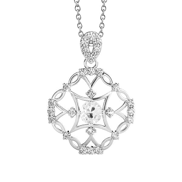 Cuscino Antico Brillante anello in Oro Bianco 14K – vista principale