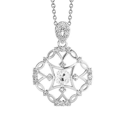 Cuscino Antico Brillante anello in Oro Bianco 14K – vista principale