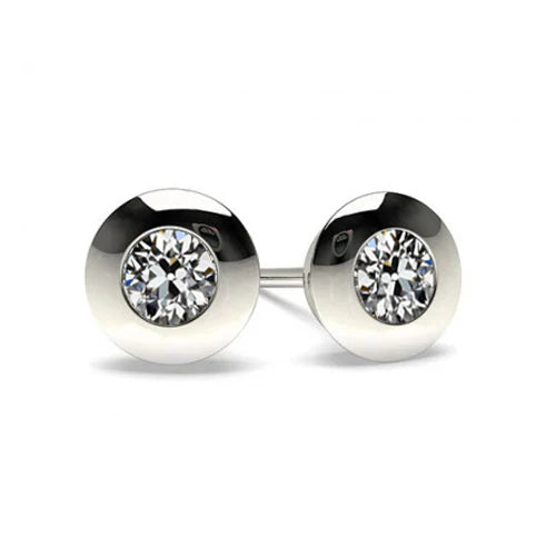 Orecchini a Lobo Oro 14 Carati Bianco con Diamante – vista principale