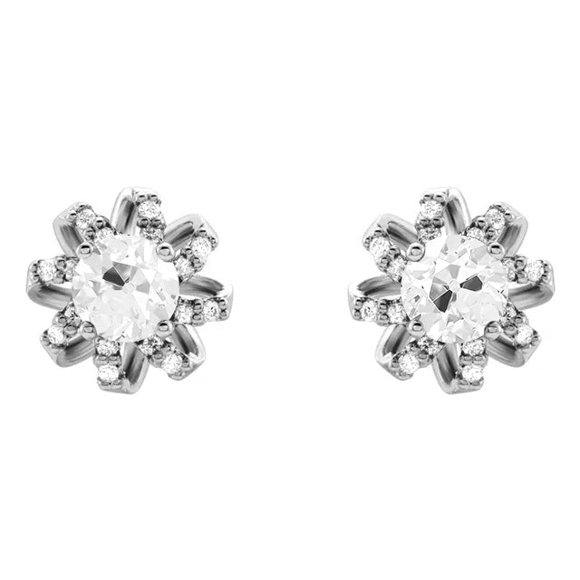 Diamante Orecchini Pendenti 1 carati Oro Bianco 14K – vista principale
