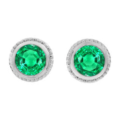Fine Smeraldo Fine Gemstone Earring 2 carati – Oro Bianco 14K di