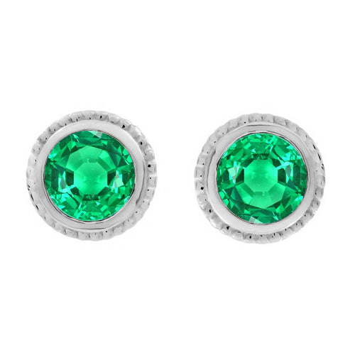 Smeraldo Fine Gemstone Earring 2-carati Oro Bianco 14K – vista principale
