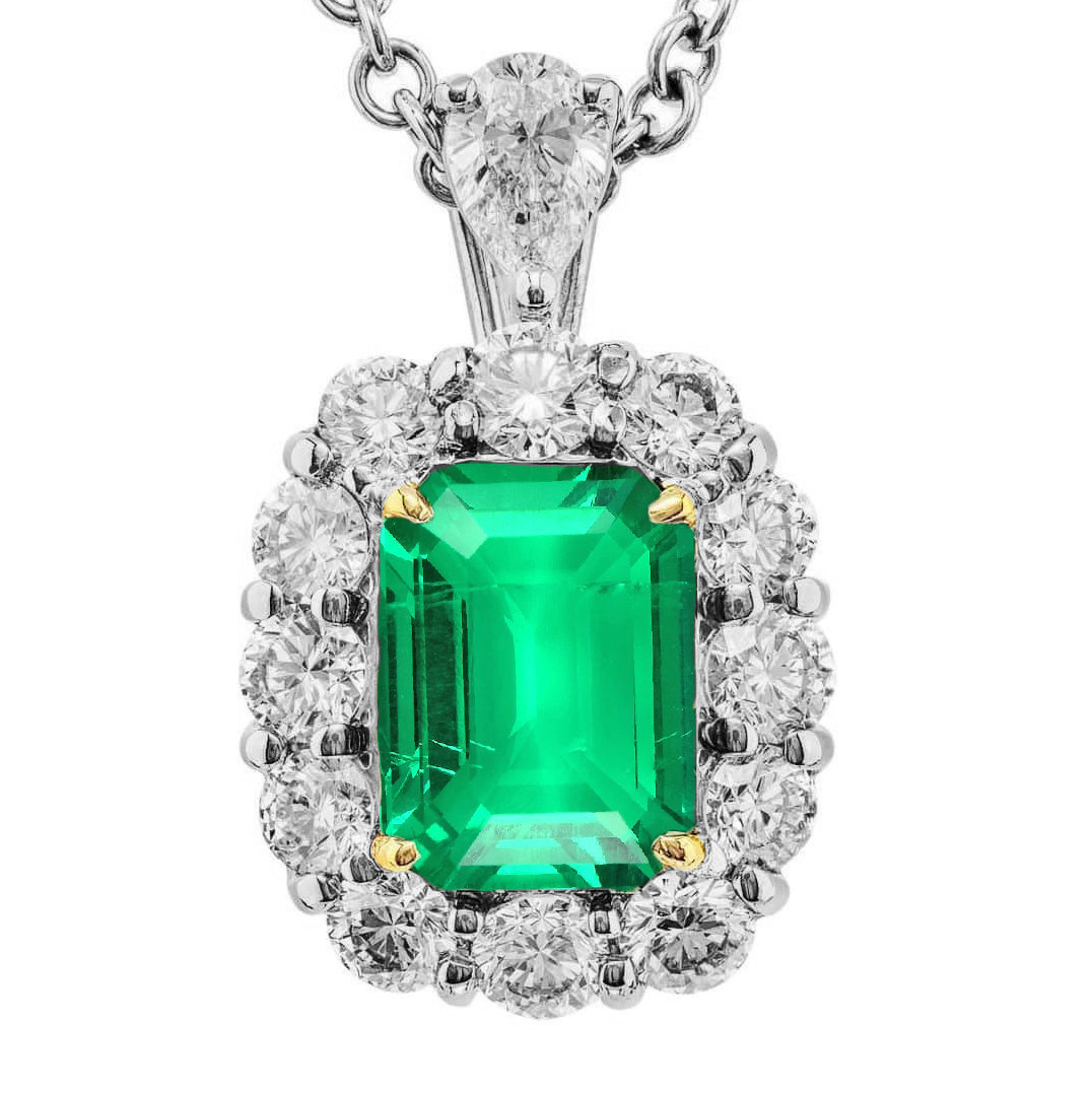 Smeraldo Collana Pendente 6-carati Oro Due Toni 14K – vista principale