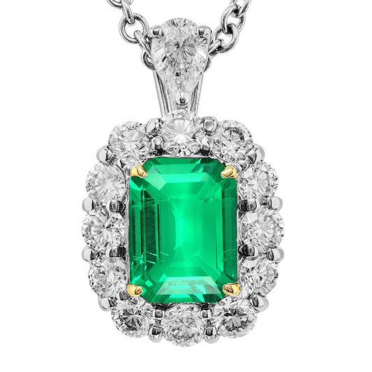 Smeraldo Collana Pendente 6-carati Oro Due Toni 14K – vista principale