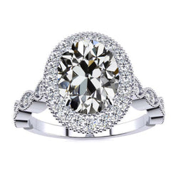 Diamante Anello Halo – Oro Bianco 14K 3,50 carati