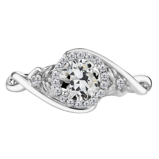 Brillante Cuscino Antico Anello di Fidanzamento in Oro Bianco 14K – vista principale