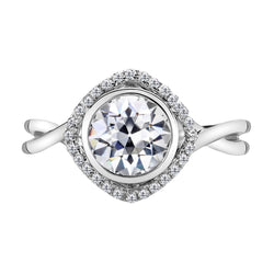 Anello con Pavé Halo Oro Bianco 14K con Diamante Fine – 2 carati