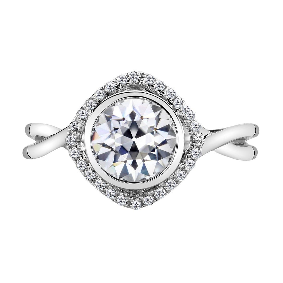 Diamante Fine Anello con Pavé Halo 2-carati Oro Bianco 14K – vista principale