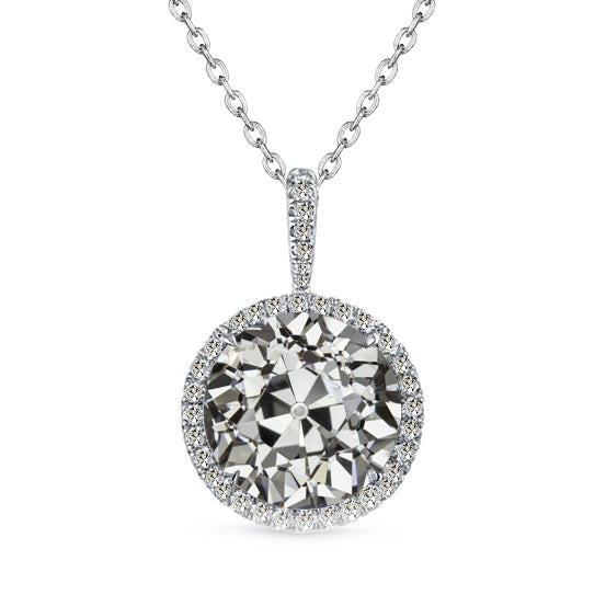 Diamante Taglio Old Mine Pendente a Goccia in Oro Bianco 14K – vista principale