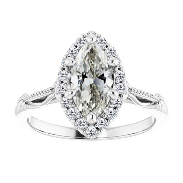 Marquise Brillante anello in Oro Bianco 14K – vista principale