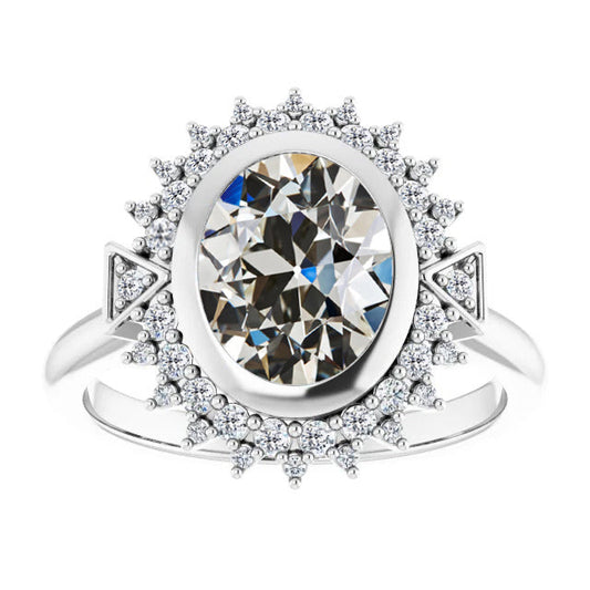 Diamante Anello di Fidanzamento Halo 4,50-carati Oro Bianco 14K – vista principale