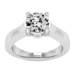 Anello di Proposta Oro Bianco 14K – Diamante Fine Cuscino Antico
