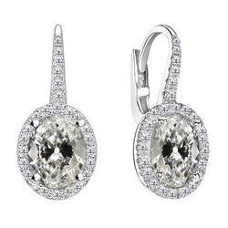 Diamante taglio Cuscino Antico Orecchini a Lobo 5 carati – Oro