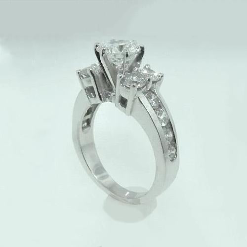 White Gold Round Cut 3.25 Carats Naturale Diamond Large Engagement Ring