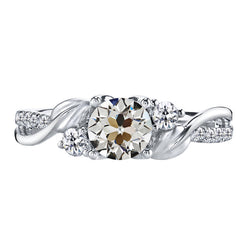 Oro Bianco 14K Anello Anniversario Diamante Anello Solitario con