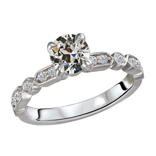 Cuscino Antico Brillante anello in Oro 14 Carati Bianco – vista principale