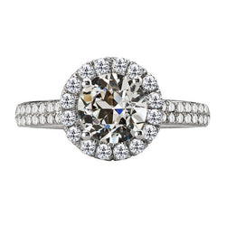 Taglio Old Mine Diamante Anello Halo in Oro Bianco 14K – 1,50