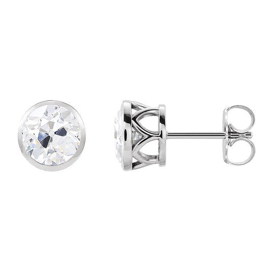 Diamante Cuscino Antico Orecchini in Oro Bianco 14K – vista principale