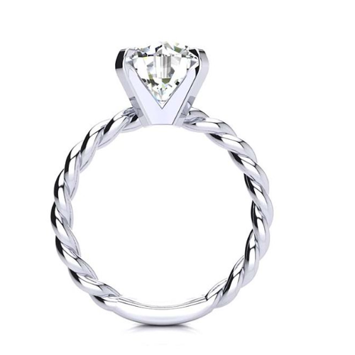 Diamante Fine Solitario di Fidanzamento 3-carati Oro 14 Carati Bianco – vista frontale