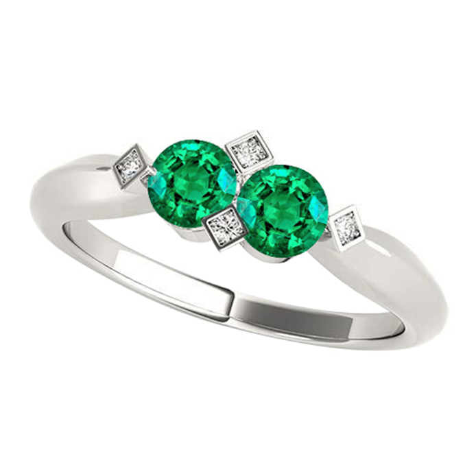 Elegante Smeraldo Fine Anello con Gemma 1 carati – vista principale