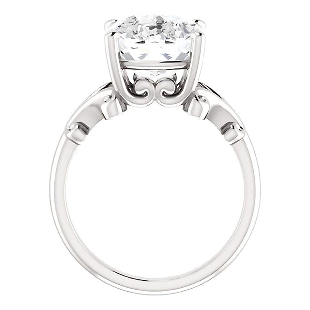 Diamante Solitario di Fidanzamento 5-carati Oro Bianco 14K – vista laterale