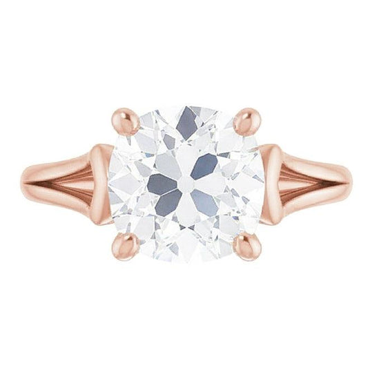 Diamante Anello Solitario 3,50 carati Oro Rosa 14K – vista frontale