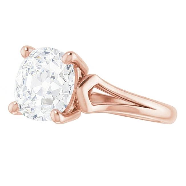 Diamante Anello Solitario 3,50 carati Oro Rosa 14K – vista profilo