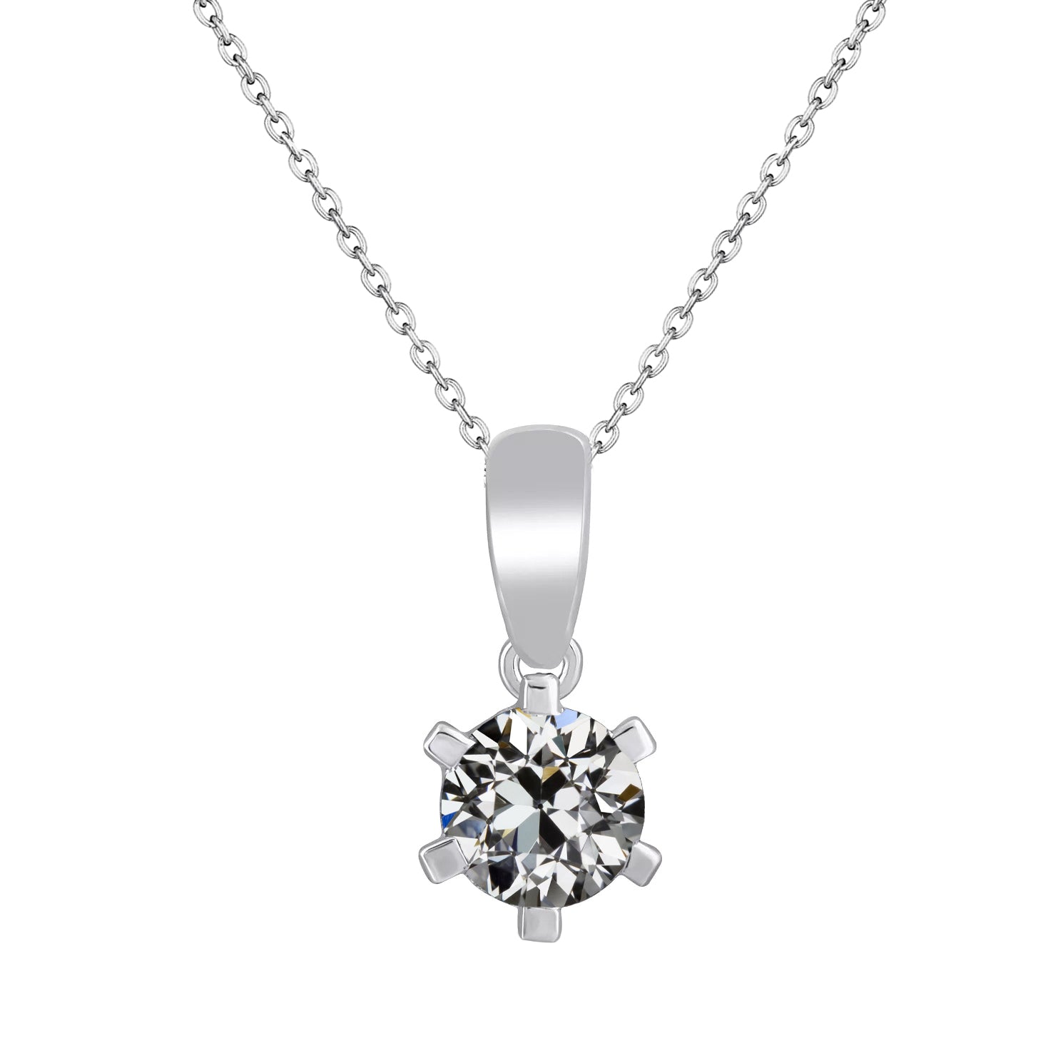 Diamante Cuscino Antico Pendente in Oro Bianco 14K – vista principale