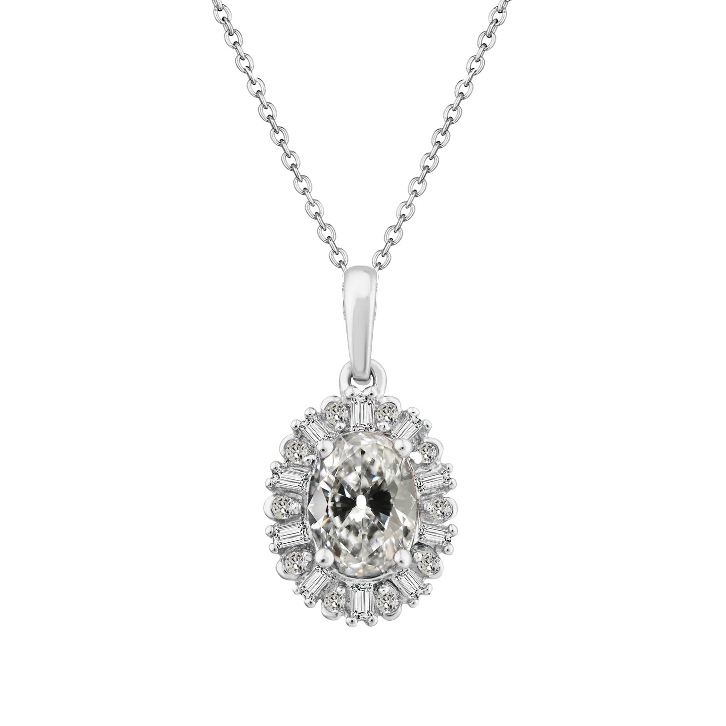 Pendente a Goccia Oro Bianco 14K con Brillante – vista principale