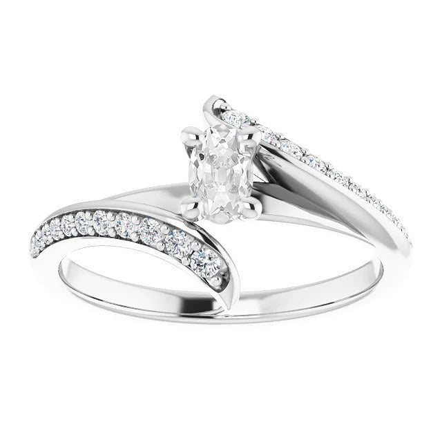 Cuscino Antico Brillante anello in Oro 14 Carati Bianco – vista principale