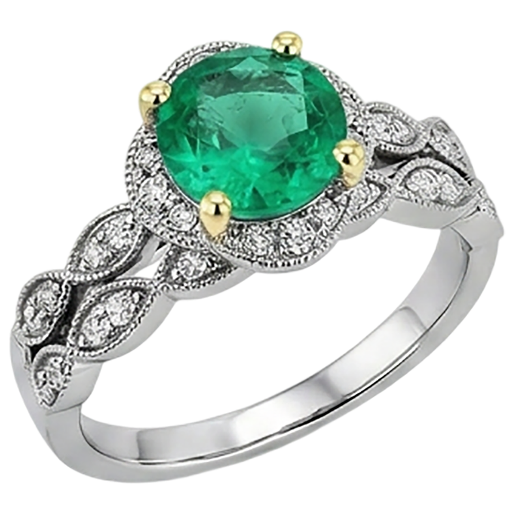 Elegante Smeraldo Fine Anello con Gemma 2,50 carati – vista angolare