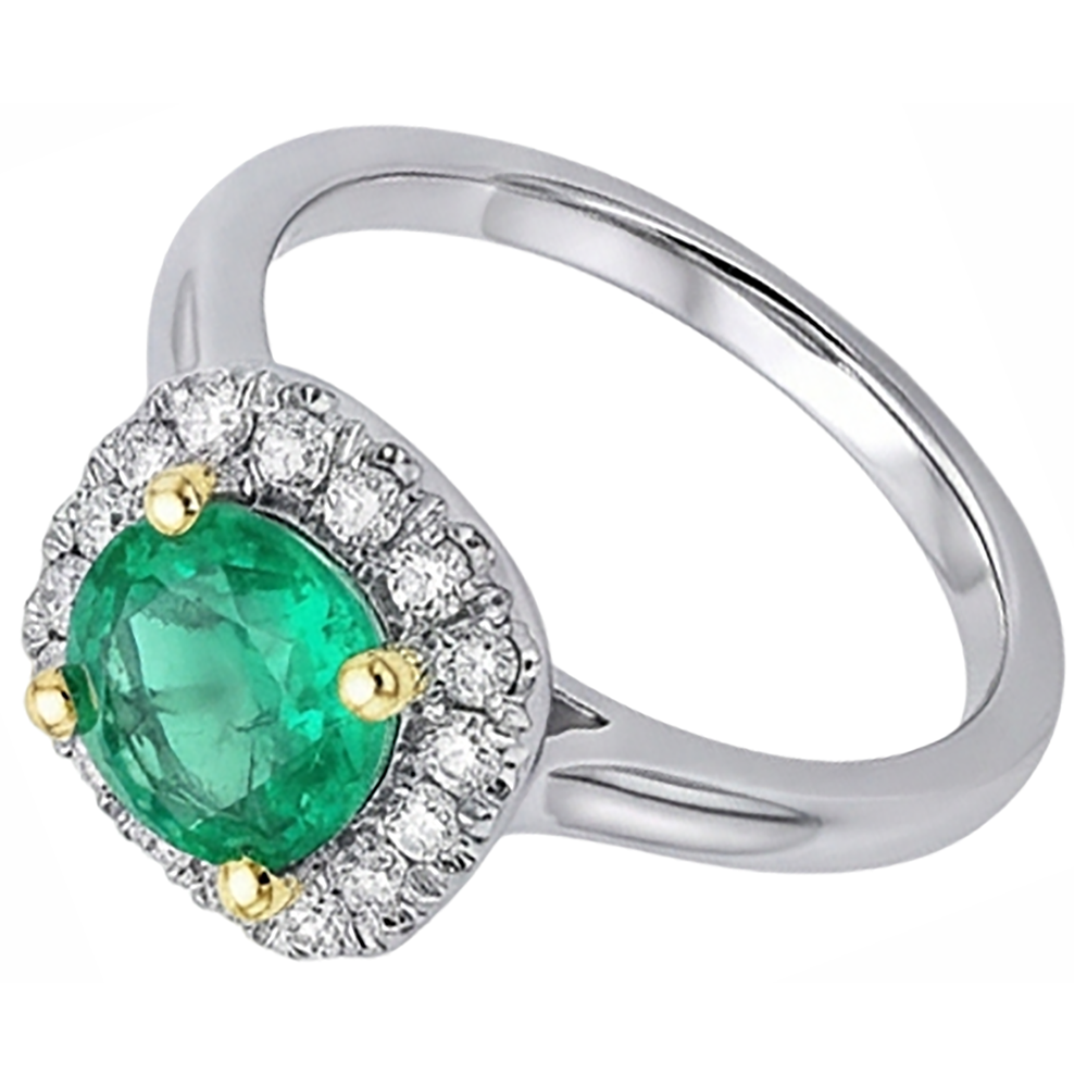 Smeraldo Fine Anello Pietra Colorata 2,50-carati Oro Due Toni 14K – vista dall'alto