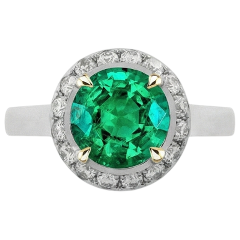 Anello con Gemma Oro Bicolore 14K con Smeraldo Colombiano – vista laterale