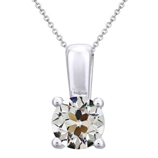 Diamante Cuscino Antico Collana Pendente in Oro Bianco 14K – vista principale