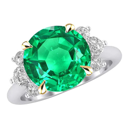Anello con Gemma Oro Due Toni 14K con Smeraldo Colombiano – vista principale
