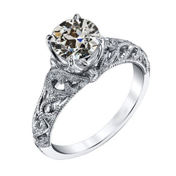 Senza tempo Anello di Fidanzamento con Diamante Taglio Europeo