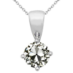 Cuscino Antico Brillante Pendente in Oro Bianco 14K – 2,50 carati