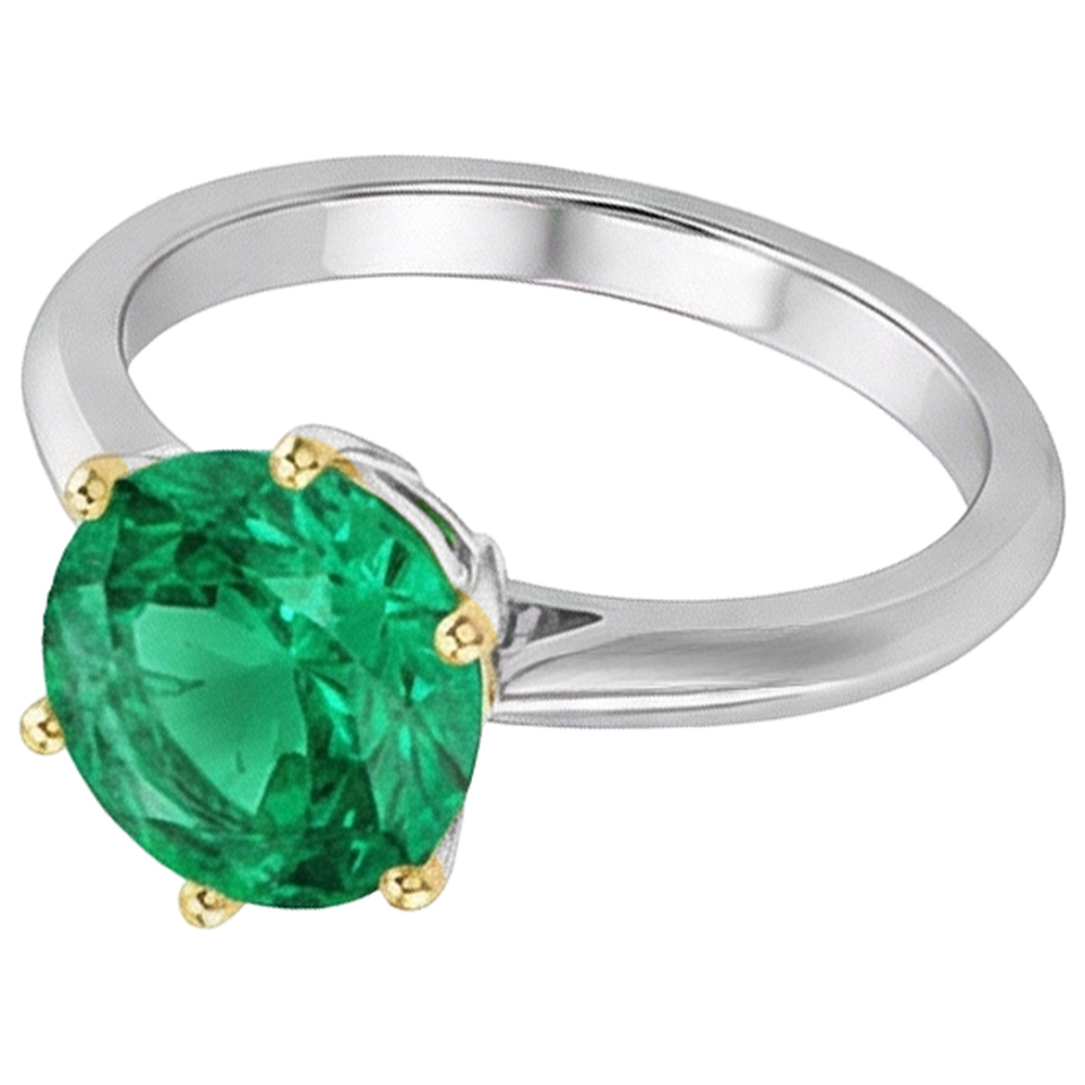 Smeraldo Fine Anello con Pietra Preziosa 2,50 carati Oro Bicolore 14K – vista angolare